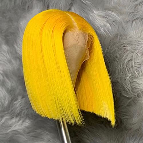 Amazon.com : Yellow Bob wig Human Hair 13x4 HD Lace Front  display picture 1