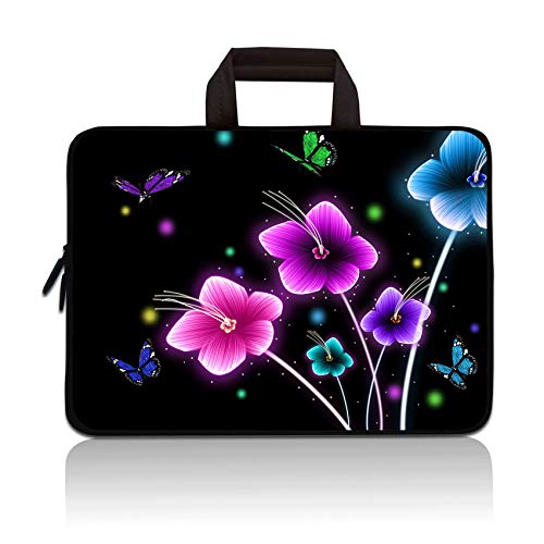 HYUTOTA 14 15 15.4 15.6 inch Laptop Handle Bag Computer Protect Pouch Holder Notebook Sleeve Neoprene Cover Soft Carrying Travel Case fit Dell Lenovo Toshiba HP Chromebook ASUS Acer(Colorful Flowers)