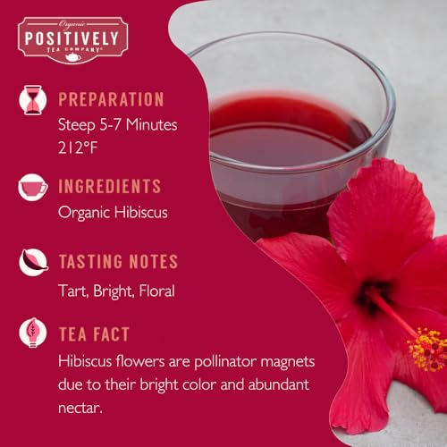Image of Organic Positively Tea Company, Hibiscus, Herbal Tea, Loose Leaf, 16 Ounce