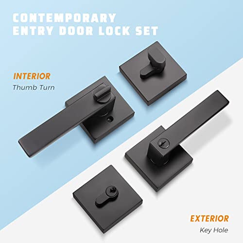 Knobwell JO-DL01ET-111-BK-CB-1PACK Matte Black Front Door Handle And Deadbolt Set thumb #1