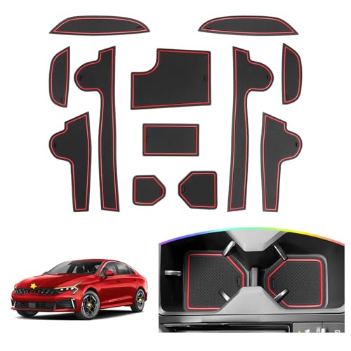 Tapis de porte pour Kia K5 2025 SKTU lot de 12 antidérapants rouges