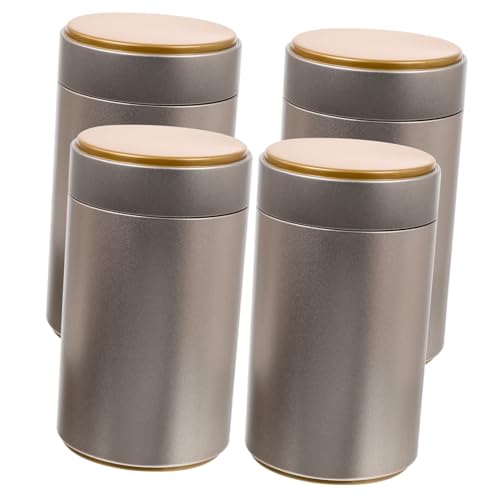 Garneck 4 piezas Botes de Hojalata con Tapa Hermética Envases Metálicos para Almacenamiento de Té Suelto Azúcar y Especias Tarros Portátiles para Cocina Oficina y Regalo Elegante