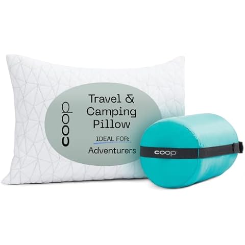 Coop Home Goods Original Travel & Camp Adjustable Pillow, Small Camping Pillow with Compressible Stuff Sack - Medium-Firm Memory Foam with Lulltra Washable Cover, CertiPUR-US Certified (19x13) Cover