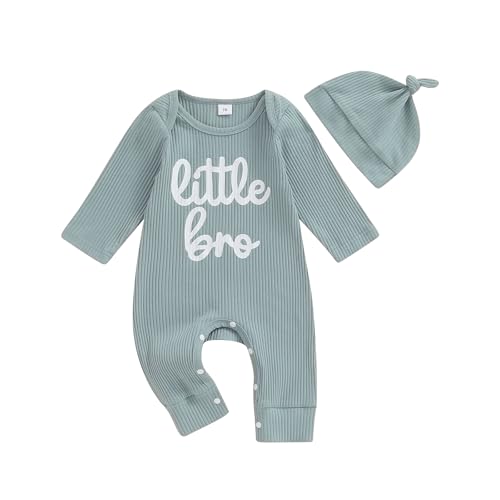 Image of aporake Baby Boy Romper Newborn Coming Home From Hospital Outfits Letter One-Piece Bodysuit Jumpsuit+Hat Infant Colthes Set
