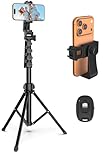 Liphisy 64 inch Camera Tripod with Remote Control and Phone Holder, Sturdy and Stable, Height Adjustable, Multi-Angle for Video Recording