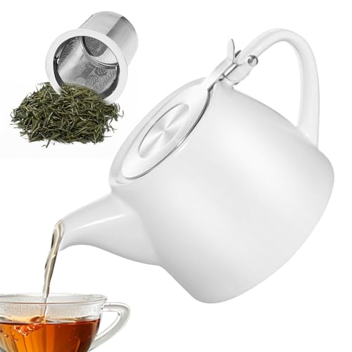 PORFOYO Teekanne mit Siebeinsatz, 500ML Teekanne Keramik mit...