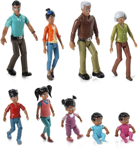 Set de muñecos Beverly Hills Doll Collection familia hispana 9 piezas miniatura 3
