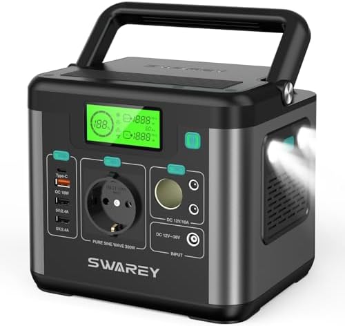 Generador Solar Portátil, 222Wh Estación de Energía, Salida de CA...