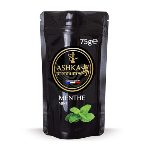 Ashka Premium - Goût chicha Menthe/Mint - Doypack 75g - goût shisha sans ta. b-ac sans nico. t-ine saveur chicha hookah flavor arome narguilé
