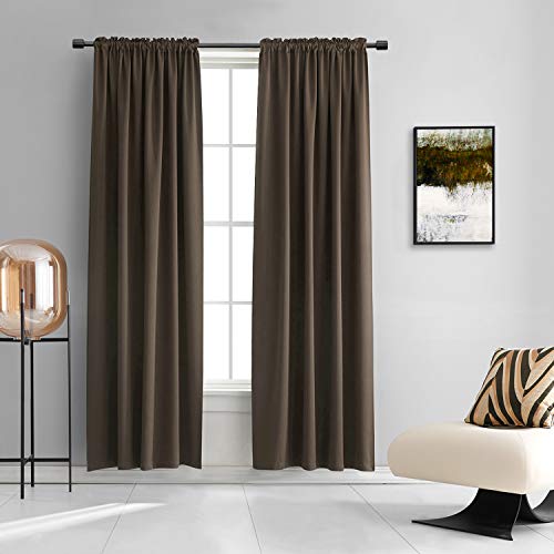 Image of DONREN 2 Panels 84 inch Length Chocolate Brown Blackout Curtain Panels for Bedroom - Rod Pocket Room Darkening Thermal Insulated Drapes Curtains for Living Room (42 x 84 Inches Long)