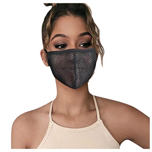 Unisex Adults Washable Protective Face_Mask Mesh Hollow Cloth Reusable Facial Protection Bandana Breathable Mouth_Cover Decorative 𝗠𝗮𝘀𝐤 for Holiday Party Outdoor Indoor