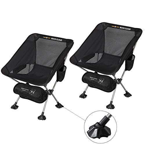 ROCK CLOUD 2 Pack Ultralight Camping Chair Portable Folding Chairs Outdoor with Anti-Slip Large Feet for Camp Hiking Backpacking Lawn Beach Sports