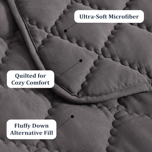 Image of BEDSUM Toddler Quilt 43x60, Microfiber Kids Quilt Toddler Bed, Dark Grey | Lightweight Soft Comfort for Toddler Beds, Daycare, Preschool Naps, Boys Girls, Machine Washable All Season Toddler Comforter