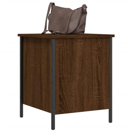 Petit banc de lit marron doté d'un grand coffre de rangement - 5