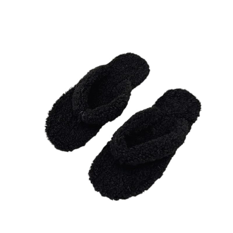 Wolvesden Womens Flip-Flops & Slippers Indoor Soft Thong Fur Flip-Flop & Slippers For Women-Black_7 (B0DF7XT5BX) Amazon Price History, Amazon Price Tracker
