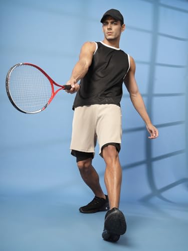 Image of CHKOKKO Men Polyester Solid Gym Regular Fit Tank Tops Sleeveless Sports Vest