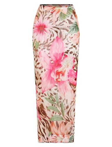 Image of ZAFUL Womens 3pcs Bikini Swimsuits Bandeau 3 Piece Swimwear High Cut Bikini Sets with Long Sheer Coverup Dress
