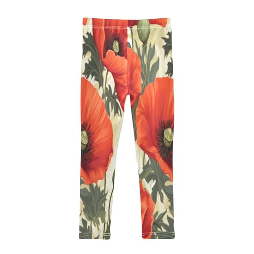 Toddler Girls Leggings Printed Yoga Pants Leggings Red Flower One for Kids2