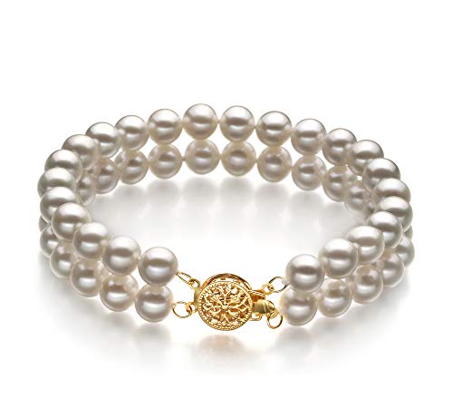Lola White 6-7Mm Double Strand Aa Quality Freshwater Gold Filled Cultured Pearl Bracelet For Women-7 In Length #TOP28
