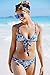 CUPSHE Women's Floral Front Cross Padding Bikini Set Beach Swimwear Medium Blue
