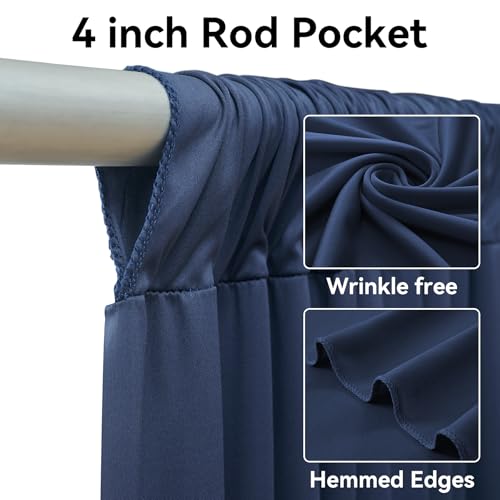 Image of 20ftx15ft Navy Blue Backdrop Curtain for Parties, Wrinkle Free Polyester 4 Panels 15 ft Long Photo Backdrop Drapes Back Drop Cloth Drapery for Wedding Birthday Party Photography Background