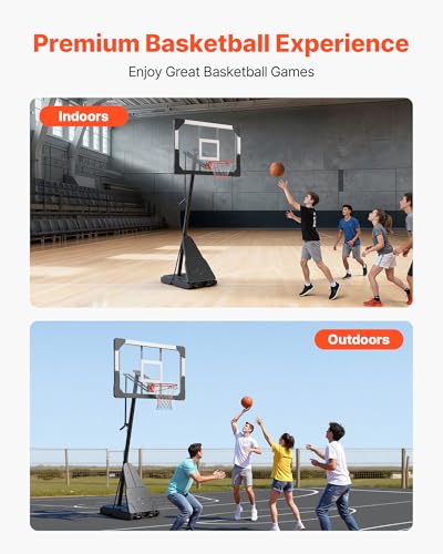 Image of VEVOR Basketball Hoop, Basketball Hoop 44 48 50 54 Inchs PC Backboard, 4.4-10FT Height Adjustable, Basketball Portable Hoop& Goal, Indoor /Outdoor Classic Basketball Court, Teen Adult School Park