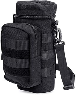 TsunNee Tactical Molle Water Bottle Pouch, Hydration Carrier Holder, with Extra Accessory Pouch and Detachable Shoulder Strap, for Military Sport Bike