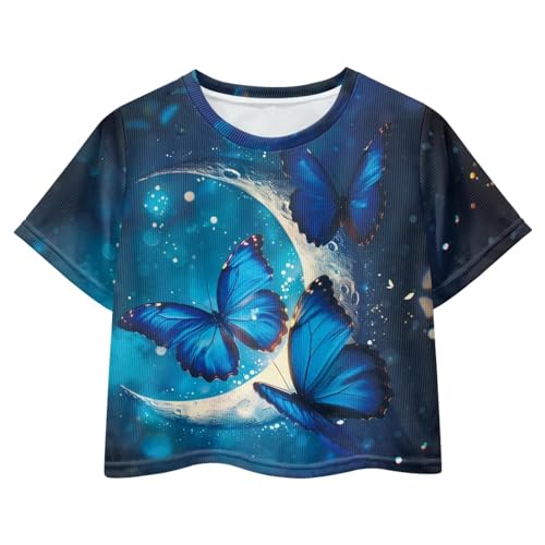 Image of 4th of July Shirt for Girls 7-8 Years US Flag Crop Tops Kids Outfit Independent Day Graphic Tee-