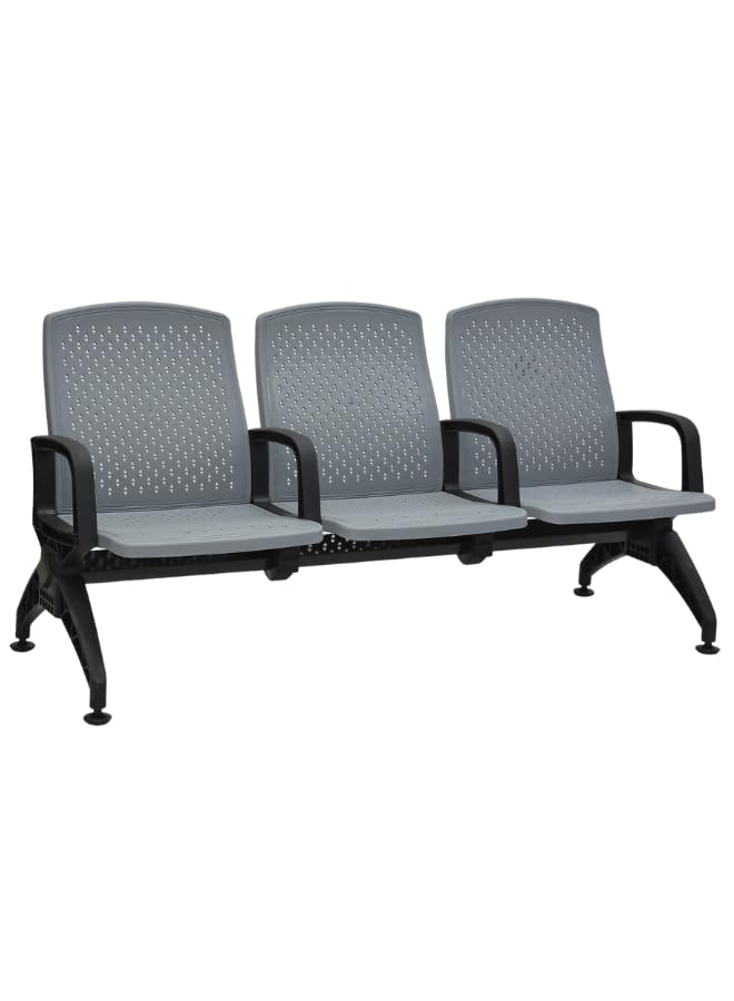 3 Seat Airport Waiting Chair Office Clinic Bench Salon Reception Room Chair (Grey/Black)