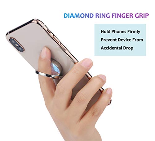 Lenoup DIA RING ROUND SILVER Glitter Bling Bling Phone Ring Holder,Sparkle Phone Ring Grip Artificial Diamond Stand,Rhinestone Cell Finger Ring thumb #5