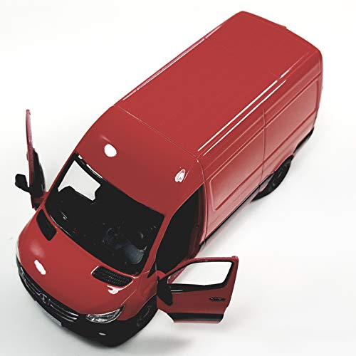 KiNSMART - Mercedes-Benz Sprinter Cargo Van 1:48 O Scale 5" Die Cast Metal Model Toy Van, Pull-Back Action (Red)