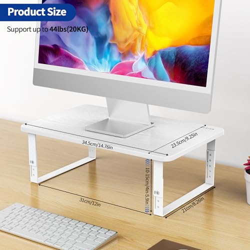 Image of BESIGN MS01 Monitor Stand Riser, Height Adjustable Laptop Stand, Computer Monitor Stand for Monitor, Computer,Laptop,Printer (White)