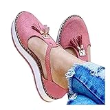 CARACTERÍSTICAS - Zapatillas deportivas para mujer, zapatillas de plataforma hueca con cuña, zapatos de senderismo de cuña baja, sandalias de diamantes de imitación con borlas, zapatos con correa al tobillo para mujer, zapatillas de tenis para niñas, zapatos informales con dedos cerrados.
