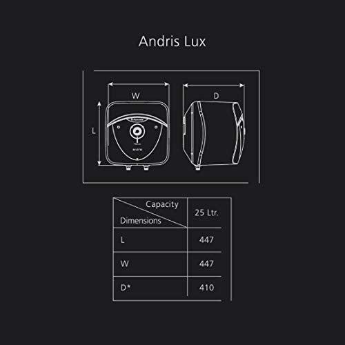 Image of Racold Andris Lux 25 Liter 2KW Storage Water Heater (White & Black)