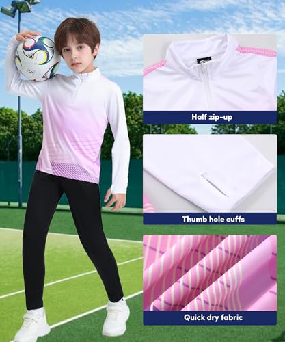 Hiheart Boys Athletic Tracksuit Quick Dry Jogger Suit Long Sleeve Shirt and Pants3