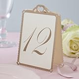 Ginger Ray Heart Table Tent Numbers 1-12, Ivory/Gold