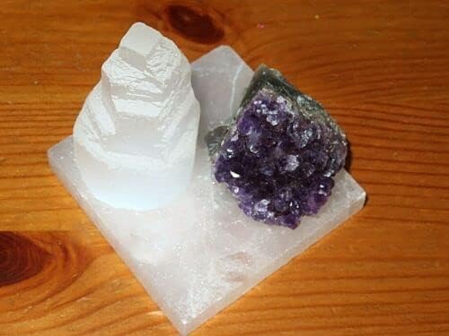 ZnranyiiXY Meditation Crystal Kit Amethys clustrer Selenite Charging Plate and Tower