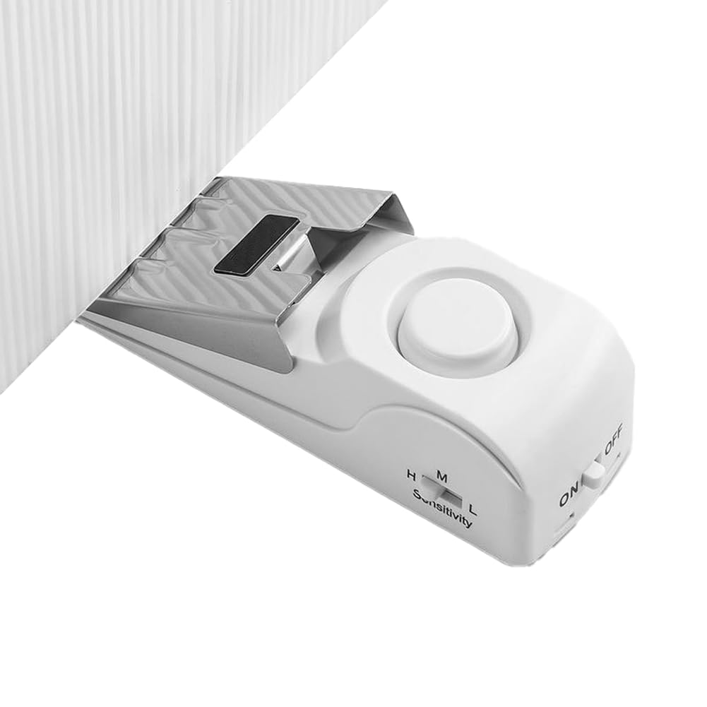 Jnchdghwa White Door Stop Alarm 2 Set Anti-Theft Device, Hotel Style Door Stop, Door And Window Crack Detection System