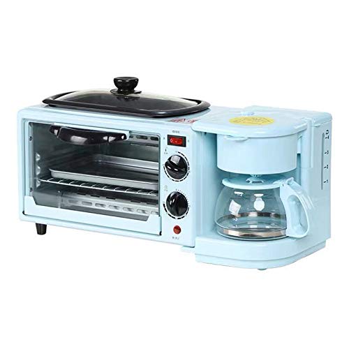 Wgwioo Multifunction Breakfast Machine with Mini Toaster Electric Oven, 3 in 1 Breakfast Maker Station, Frying Pan, Breakfast Egg Sandwich Maker,Blue
