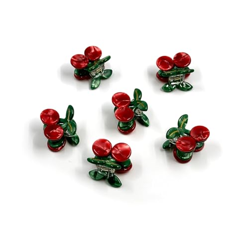 6PCS Pinzas para el Cabello con Diseño de Cereza, Clips Antideslizantes de Plástico para Mujeres miniatura 3