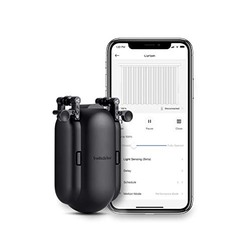 SwitchBot Curtain Smart Electric Motor - Wireless App or Automate Timer Control, Add Hub Mini/Plus Compatible with Alexa, Google Home, HomePod, IFTTT (I-Rail, Black)