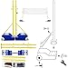 Volleyball Pole with Volleyball Net/Badminton Net, Volleyball Net for Backyard, Portable Outdoor Heavy Duty Volleyball Pole with Wheels and Net, Adjustable Heights Suitable for Adults Youth