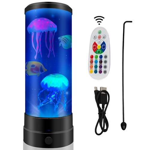 Jellyfish Lamp, Jellyfish Lamp for Kids 17 Colors Changing with Remote Control, USB Powered Jellyfisha Lamps for Adults, Jelly Fish Light Lamps Christmas Halloween Gifts for Teen Boys Room Decoration