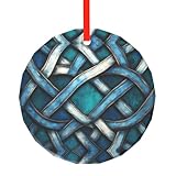 WBQLSL Este colorido colgante de cristal redondo de Navidad con estampado de nudo celta es perfecto para Navidad, Halloween y otras decoraciones navideñas.