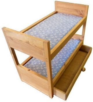 Doll Bunk Bed with Storage Drawer for an 18 to 20 Inch Doll Includes Blue Mattress with Flowers