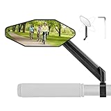 LINGHUANG Fahrradspiegel für E-bike Links, mit Großer Spiegelfläche, Klappbar Rückspiegel Fahrrad für Lenker 21-26mm, 360° Drehbarer Fahrrad Spiegel Links für E-bike E-Scooter Rennrad MTB Lenker