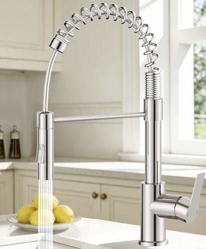 Wasserhahn Küche, Lagontap Elegante Hochdruck Küchenarmatur mit Herunterziehbarer Brause, Zwei Sprühfunktionen, Mischbatterie Küche mit 360° Drehung und Hohem Bogen, Edelstahl Spültischarmatur
