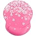 EXCO Rose Vif Sakura Rose Mouse Pad Gel Wrist Rest avec Un Confort Doux Gel de silice Support de Poignet, Base, PU antidérapant Surface Lisse Bureau Souris d'ordinateur Pad