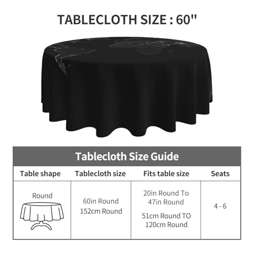 Nappe ronde noire 152 cm imperméable et infroissable pour table de repas