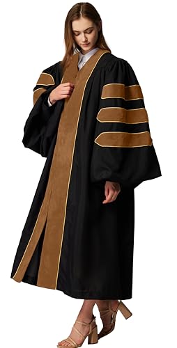 Image of MyGradDay Unisex Deluxe Graduation Doctorate Robe with Gold Piping Available for Customization